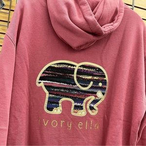 Ivory Ella Red Hoodie With Gold Outlined Elephant